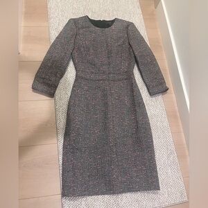 Elegant Black and Pink Tweed Dress
